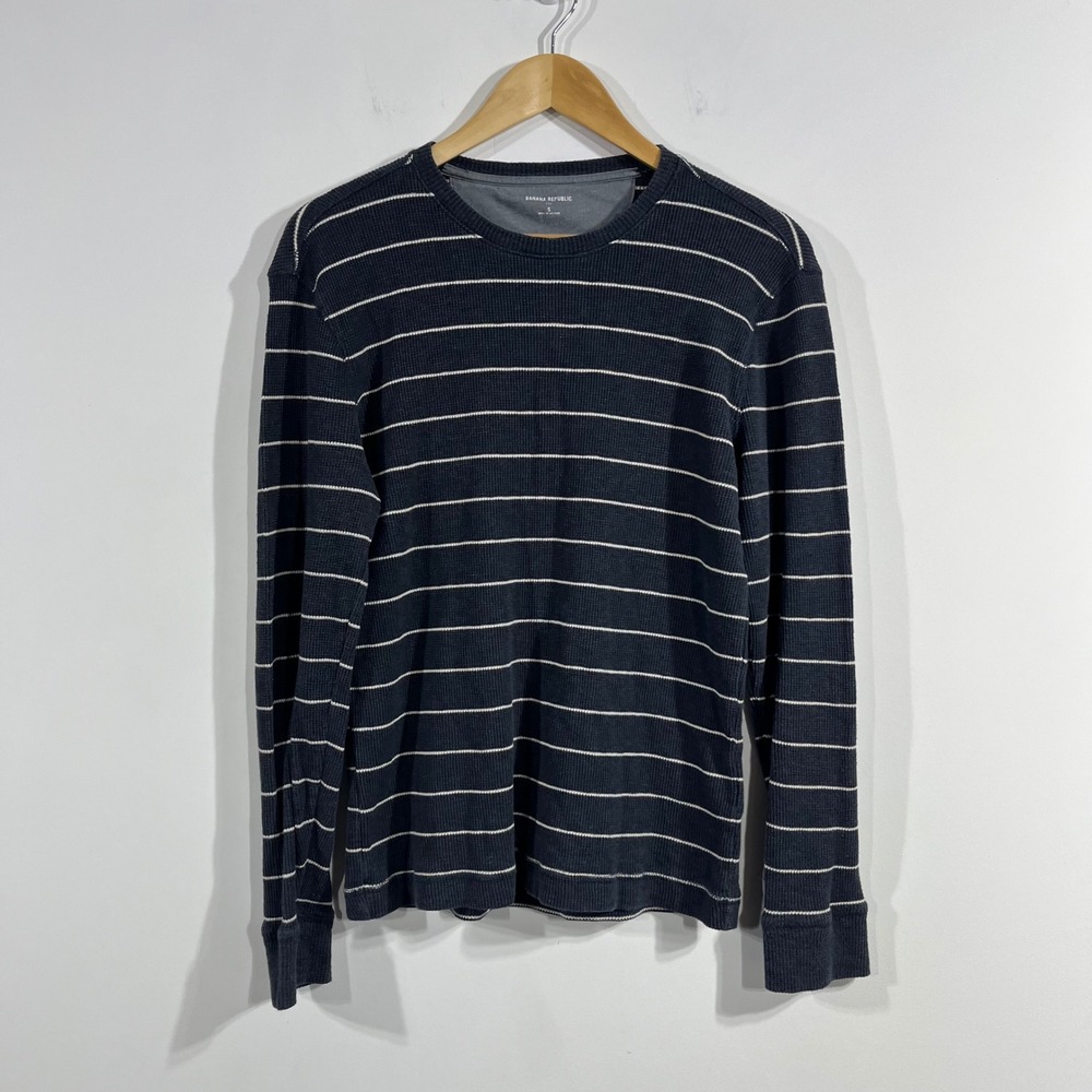 Banana Republic Fisherman Granola Striped Waffle Knit Thermal Womens Small